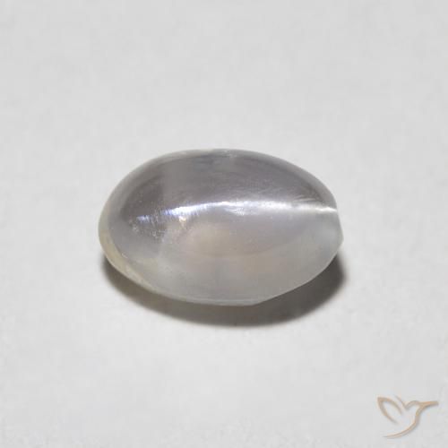 0.89ct Natural Warm Grey Crisoberilo Ojo de Gato, Ovalada, Translúcido