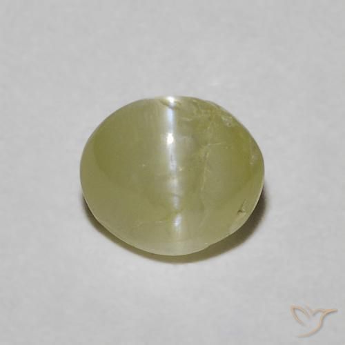 0.60ct Natural Verde amarillento Crisoberilo Ojo de Gato, Ovalada, Translúcido
