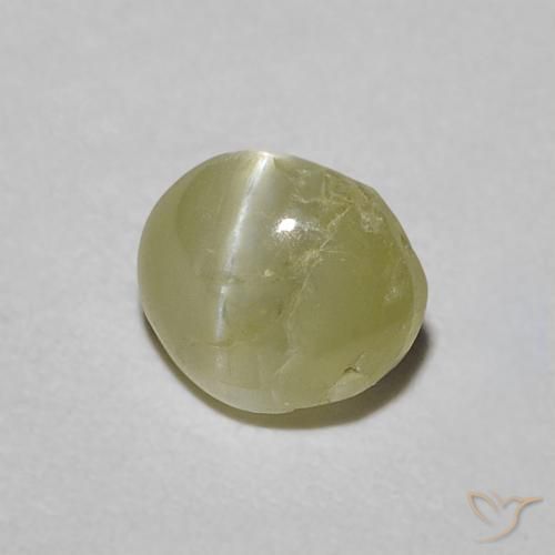 Crisoberilo Ojo de Gato Verde amarillento natural de 0.60 ct, Ovalada, Translúcido