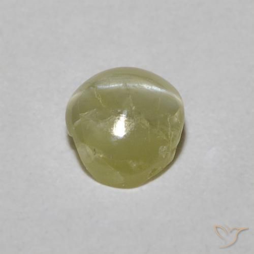Crisoberilo Ojo de Gato Verde amarillento natural de 0.60 ct, Ovalada, Translúcido