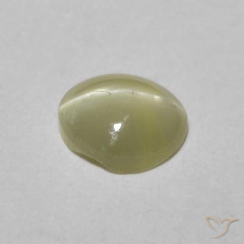 Crisoberilo Ojo de Gato Amarillo medio natural de 0.45 ct, Ovalada, Translúcido