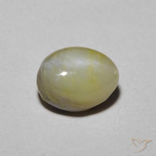 Crisoberilo Ojo de Gato Amarillo medio natural de 1.39 ct, Ovalada, Opaco