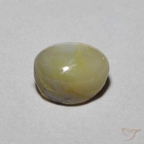 Crisoberilo Ojo de Gato Amarillo medio natural de 1.39 ct, Ovalada, Opaco