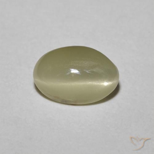 0.82ct Natural Amarillo crema pálido Crisoberilo Ojo de Gato, Ovalada, Opaco