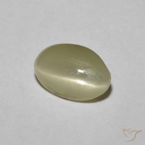 Crisoberilo Ojo de Gato Amarillo crema pálido natural de 0.82 ct, Ovalada, Opaco