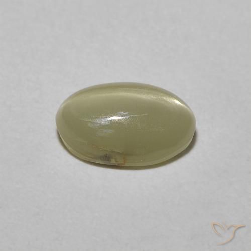 Crisoberilo Ojo de Gato Amarillo crema pálido natural de 0.82 ct, Ovalada, Opaco