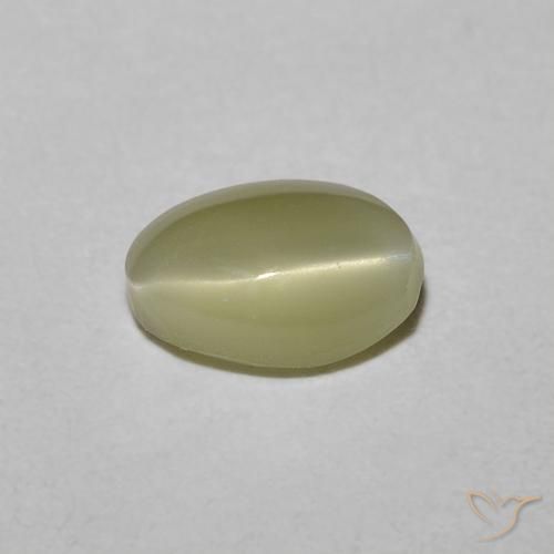 Crisoberilo Ojo de Gato Amarillo crema pálido natural de 0.82 ct, Corte Óvalo, Translúcido