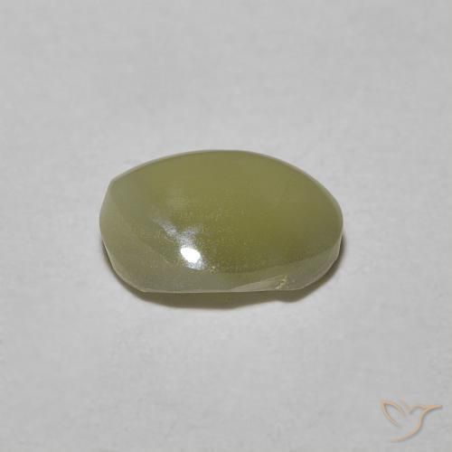 Crisoberilo Ojo de Gato Amarillo crema pálido natural de 0.82 ct, Corte Óvalo, Translúcido