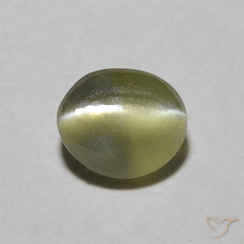 0.58ct Natural Verde amarillento Crisoberilo Ojo de Gato, Ovalada, Translúcido