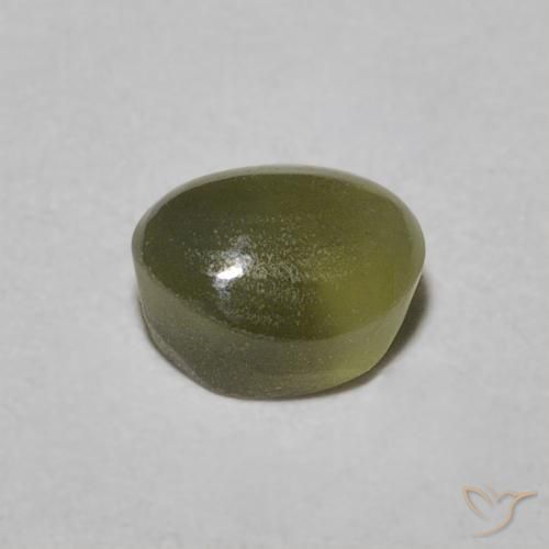 Crisoberilo Ojo de Gato Verde amarillento natural de 0.58 ct, Ovalada, Translúcido