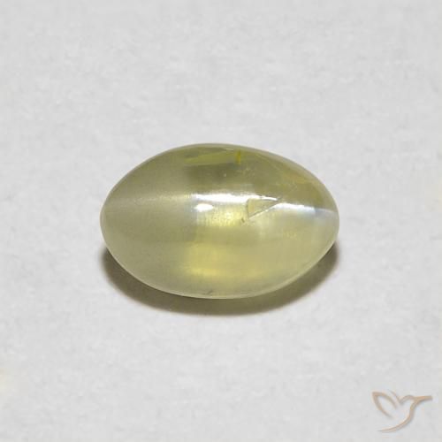 0.48ct Natural Amarillo crema pálido Crisoberilo Ojo de Gato, Ovalada, Translúcido