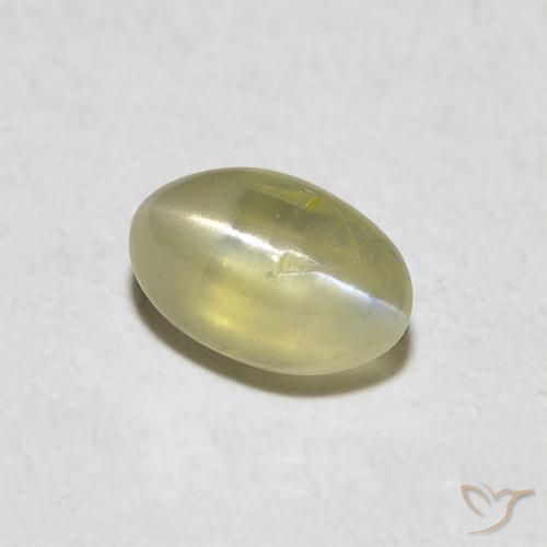 Crisoberilo Ojo de Gato Amarillo crema pálido natural de 0.48 ct, Ovalada, Translúcido
