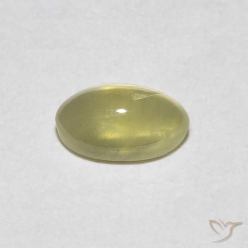 Crisoberilo Ojo de Gato Amarillo crema pálido natural de 0.48 ct, Ovalada, Translúcido