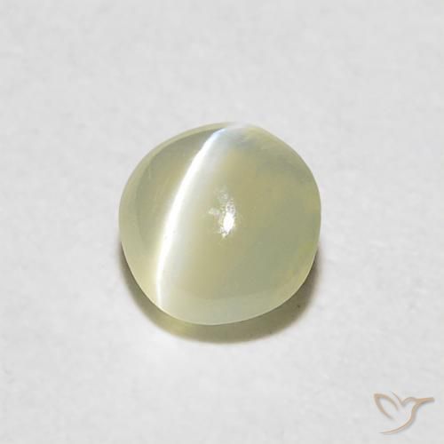 Crisoberilo Ojo de Gato Amarillo claro natural de 0.29 ct, Redondo, Translúcido