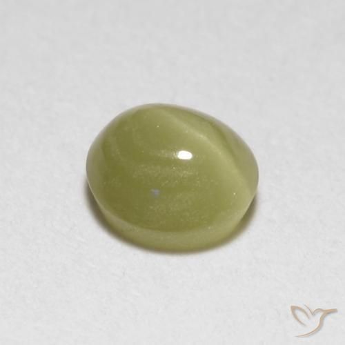 Chrysoberyl cat's eye amarillo natural de 0,40 ct, corte óvalo, translúcido