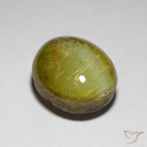 Crisoberilo Ojo de Gato Amarillo limón natural de 7.76 ct, Ovalada, Translúcido