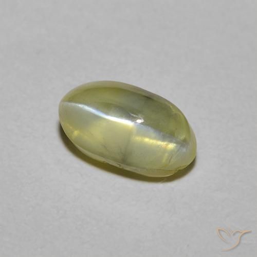 Crisoberilo Ojo de Gato Amarillo medio natural de 1.34 ct, Ovalada, Translúcido