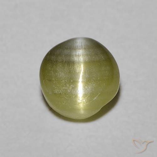0.52ct Natural Verde amarillento Crisoberilo Ojo de Gato, Redondo, Translúcido