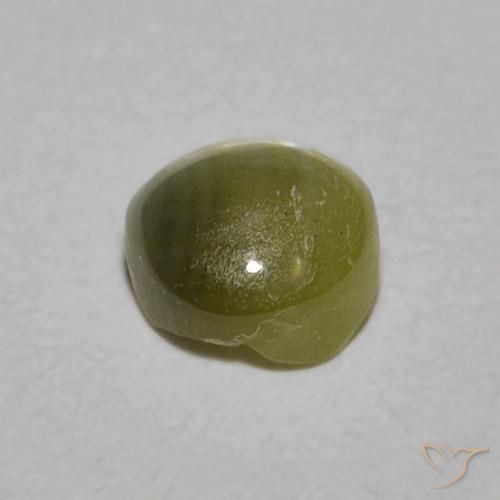 Crisoberilo Ojo de Gato Verde amarillento natural de 0.52 ct, Redondo, Translúcido