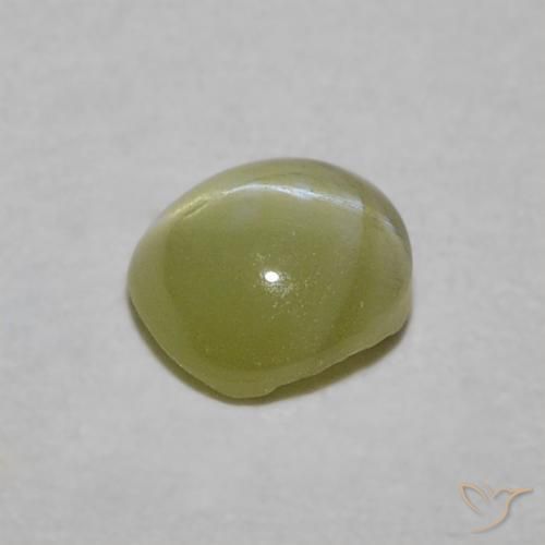 Crisoberilo Ojo de Gato Verde amarillento natural de 0.47 ct, Ovalada, Translúcido