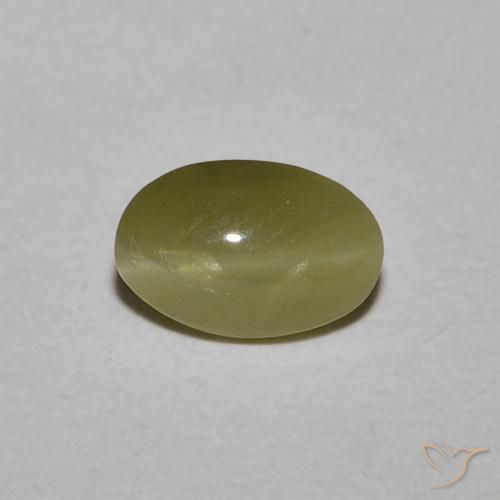 0.54ct Natural Verde amarillento Crisoberilo Ojo de Gato, Ovalada, Translúcido