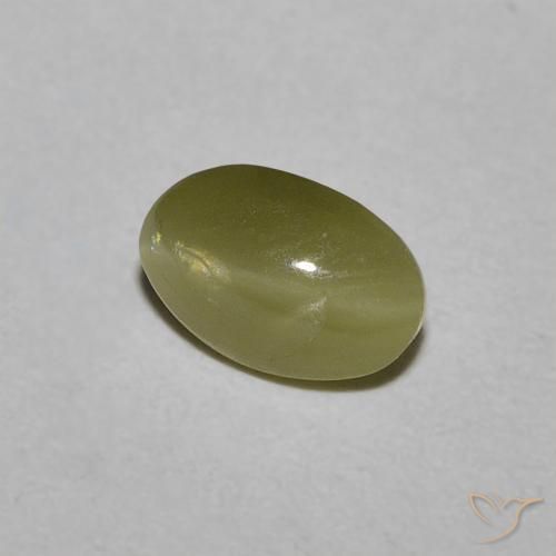 Crisoberilo Ojo de Gato Verde amarillento natural de 0.54 ct, Ovalada, Translúcido