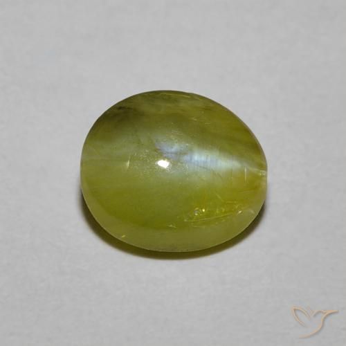 Chrysoberyl cat's eye verde natural de 1,21 ct, corte óvalo, translúcido