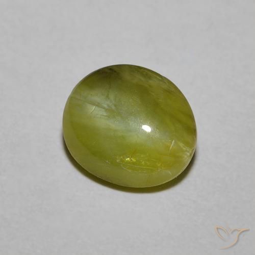 Chrysoberyl cat's eye verde natural de 1,21 ct, corte óvalo, translúcido