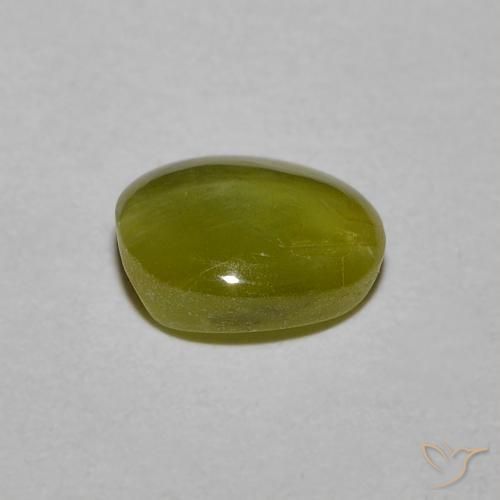 Chrysoberyl cat's eye verde natural de 1,21 ct, corte óvalo, translúcido