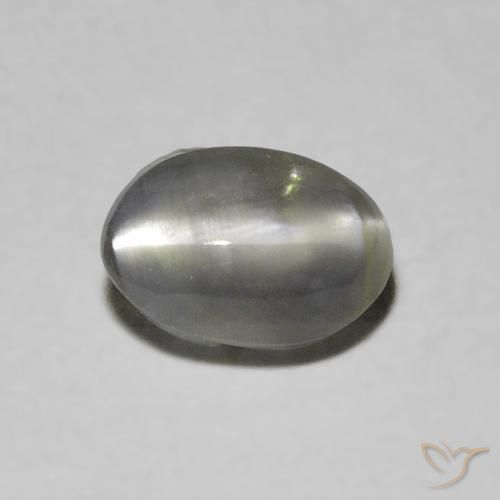 0.73ct Natural Gris oscuro Crisoberilo Ojo de Gato, Ovalada, Translúcido