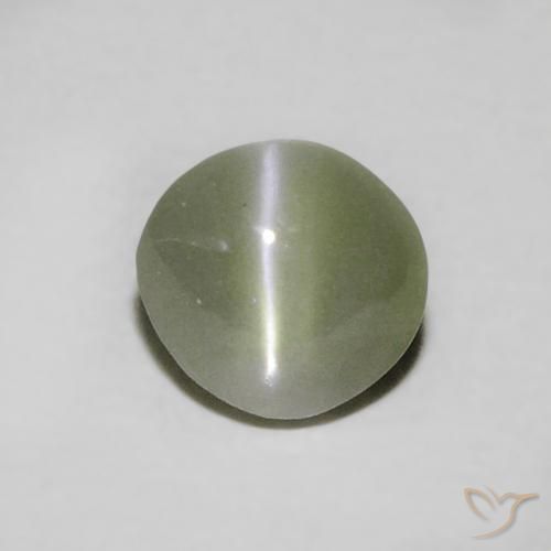 0.55ct Natural Verde grisáceo Crisoberilo Ojo de Gato, Ovalada, Translúcido