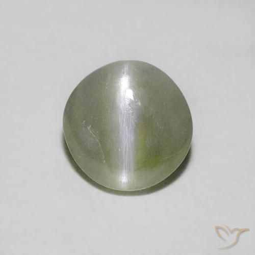 0.39ct Natural Verde terroso Crisoberilo Ojo de Gato, Redondo, Translúcido