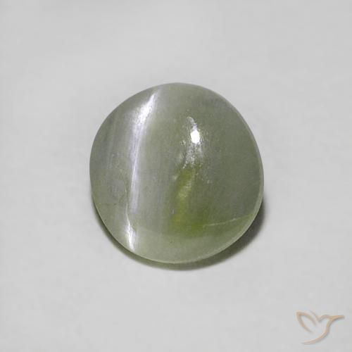 Crisoberilo Ojo de Gato Verde terroso natural de 0.39 ct, Redondo, Translúcido