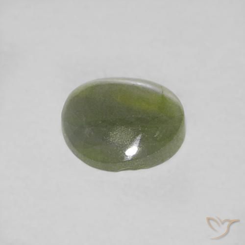 Crisoberilo Ojo de Gato Verde terroso natural de 0.39 ct, Redondo, Translúcido
