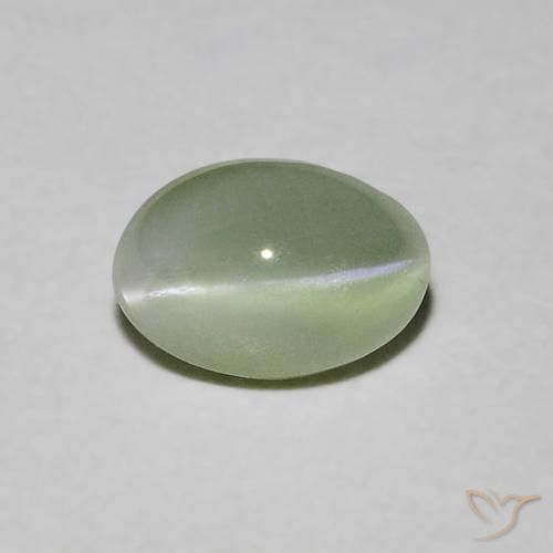 Chrysoberyl cat's eye verde natural de 0,90 ct, corte óvalo, translúcido