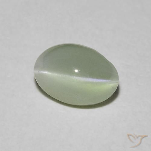 Chrysoberyl cat's eye verde natural de 0,90 ct, corte óvalo, translúcido