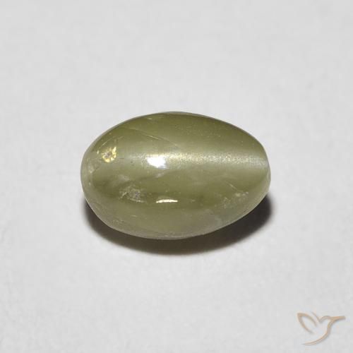 0.82ct Natural Verde amarillento Crisoberilo Ojo de Gato, Ovalada, Translúcido