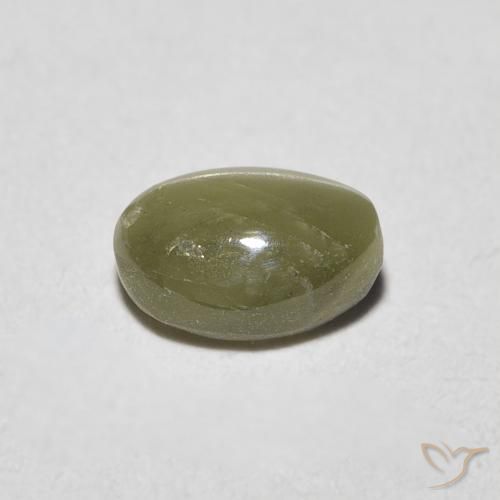 Crisoberilo Ojo de Gato Verde amarillento natural de 0.82 ct, Ovalada, Translúcido