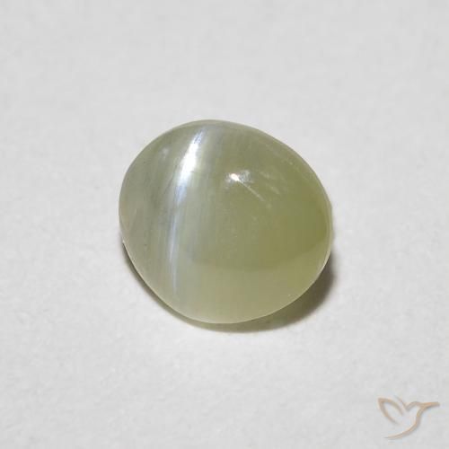 Crisoberilo Ojo de Gato Verde terroso natural de 0.72 ct, Ovalada, Translúcido