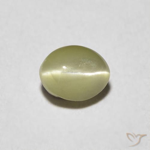 0.39ct Natural Verde amarillento Crisoberilo Ojo de Gato, Ovalada, Translúcido