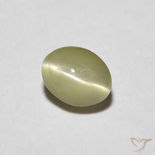 Crisoberilo Ojo de Gato Verde amarillento natural de 0.39 ct, Ovalada, Translúcido