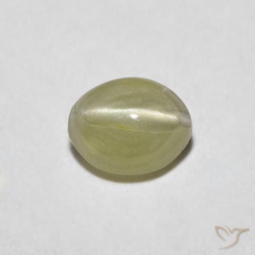 0.45ct Natural Verde amarillento Crisoberilo Ojo de Gato, Ovalada, Translúcido