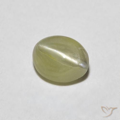 Crisoberilo Ojo de Gato Verde amarillento natural de 0.45 ct, Ovalada, Translúcido