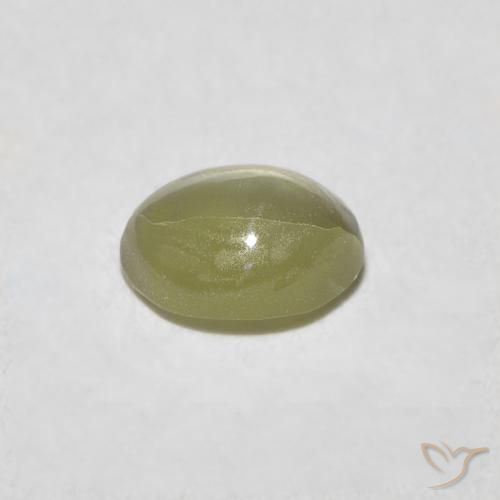 Crisoberilo Ojo de Gato Verde amarillento natural de 0.45 ct, Ovalada, Translúcido