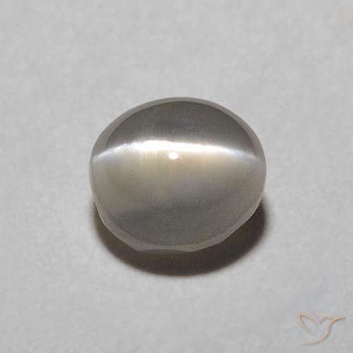 0.57ct Natural Gris muy claro Crisoberilo Ojo de Gato, Ovalada, Translúcido
