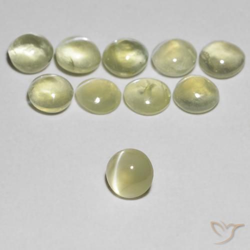 Crisoberilo Ojo de Gato Amarillo claro natural de 0.37 ct, Redondo, Transparente