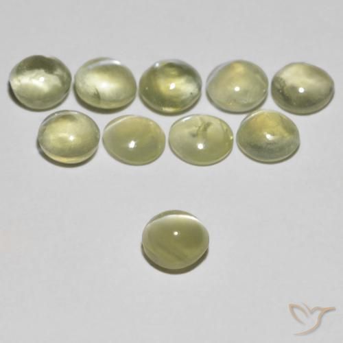 Crisoberilo Ojo de Gato Amarillo claro natural de 0.37 ct, Redondo, Transparente