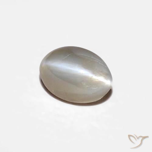 0.34ct Natural Gris muy claro Crisoberilo Ojo de Gato, Ovalada, Opaco