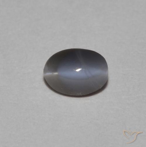 0.25ct Natural Gris plateado Crisoberilo Ojo de Gato, Ovalada, Opaco
