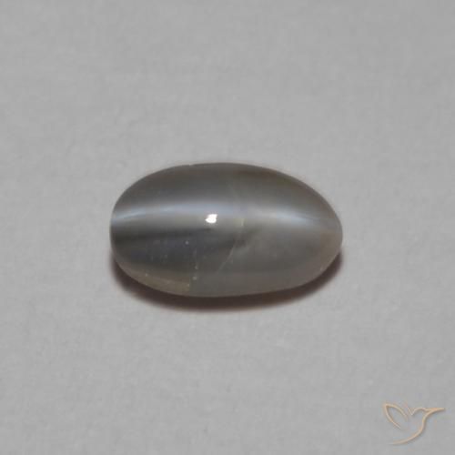 0.26ct Natural Gris plateado Crisoberilo Ojo de Gato, Ovalada, Opaco